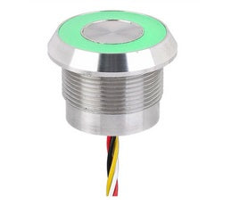 FCP22BRYFYZNOMRGS, 22mm Capacitive Touch Sensor as Momentary Switch SS316 Metal Full button 24VDC Illumination, SPST 200mA @ 24VDC FCP22BRYFYZNOMRGS, 22mm Capacitive Touch Sensor as Momentary Switch SS316 Metal Full button 24VDC Illumination, SPST 200mA @ 24VDC